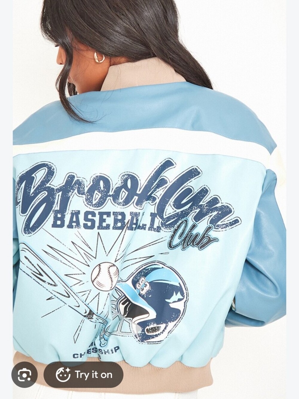 NWT PrettyLittleThing Brooklyn Baseball Club Championship '89 Bomber Jacket